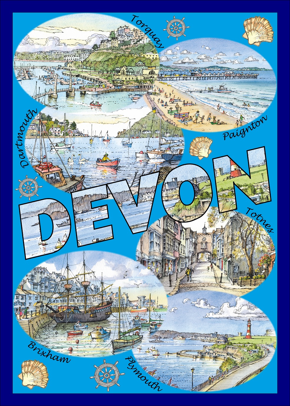 South Devon Scenes Tea Towel
