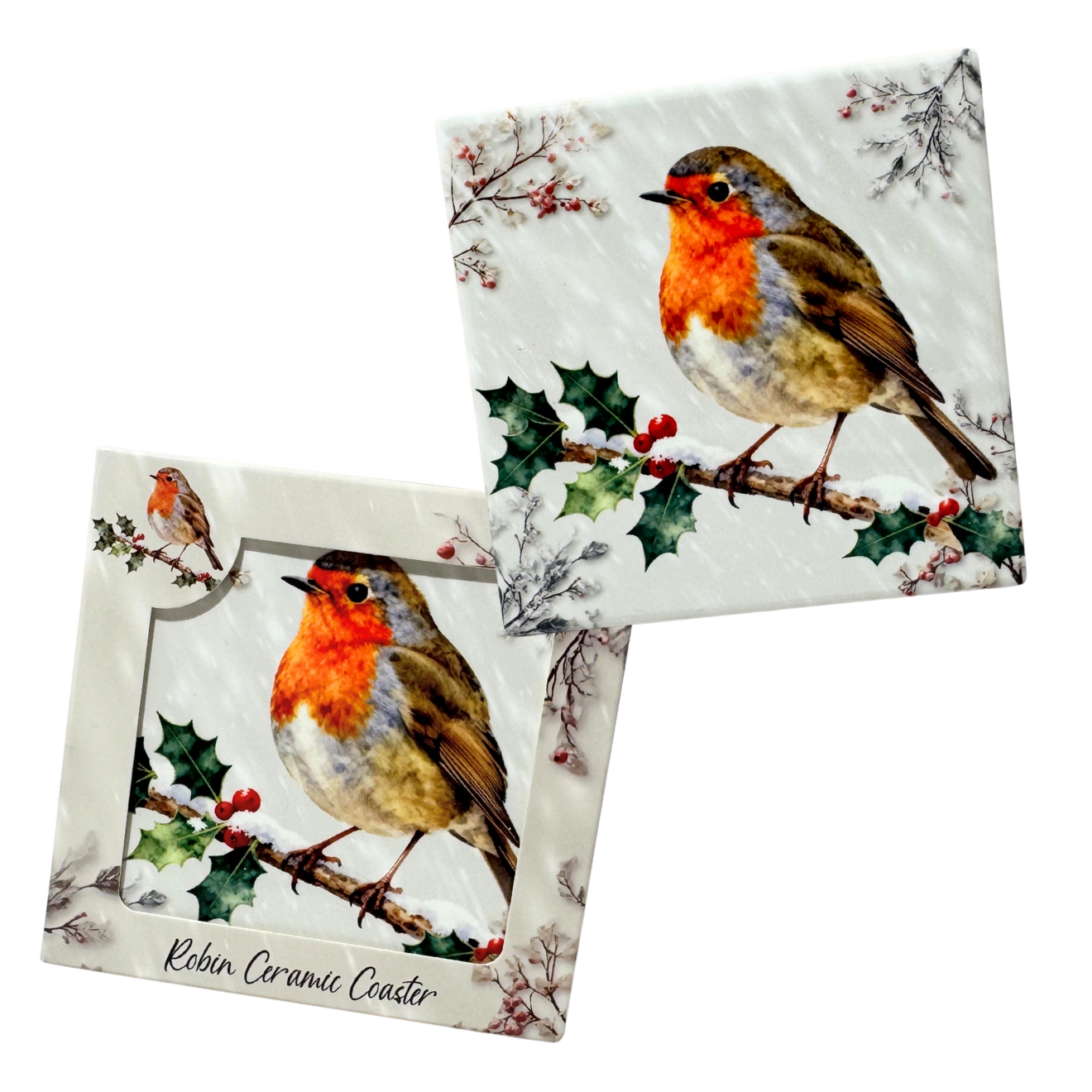 Robin ceramic coaster in gift box